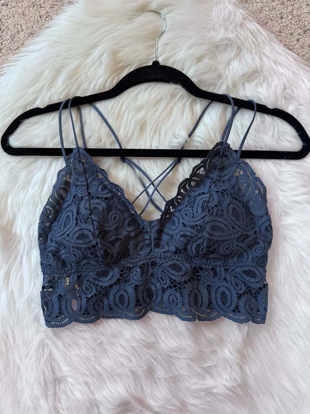 Victoria's Secret PINK Blue Lace Bralette Strappy Back Size M